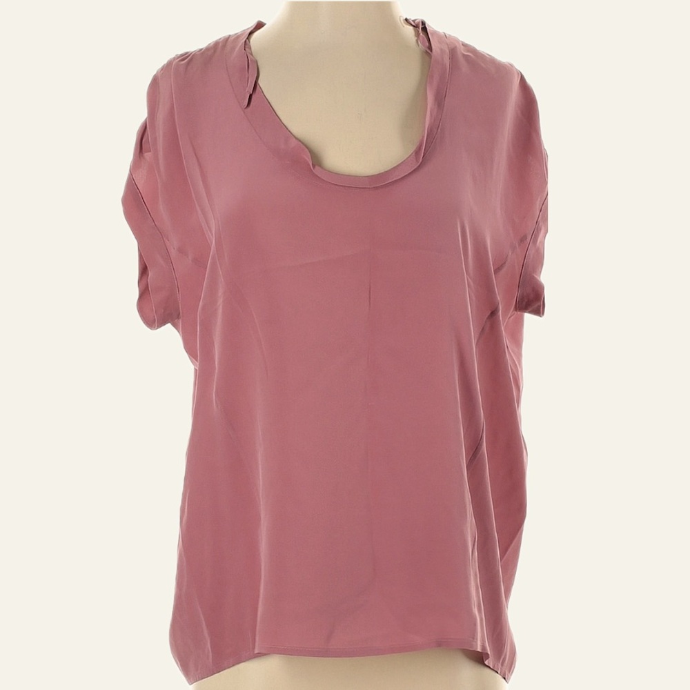 Rachel Comey pink short sleeve 100% silk top scoop neck blouse size 4 EUC
